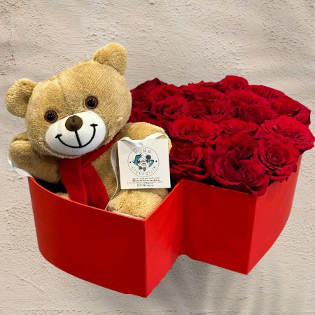 Teddy Bear with Red Roses